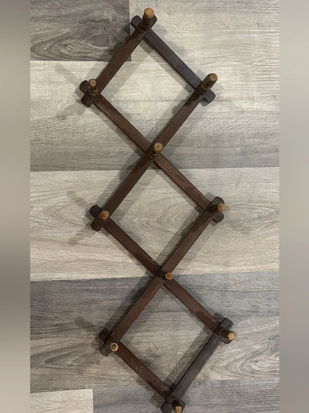 Vintage Rustic Brown Expandable Wood Wall Rack - Home Wall Decor
